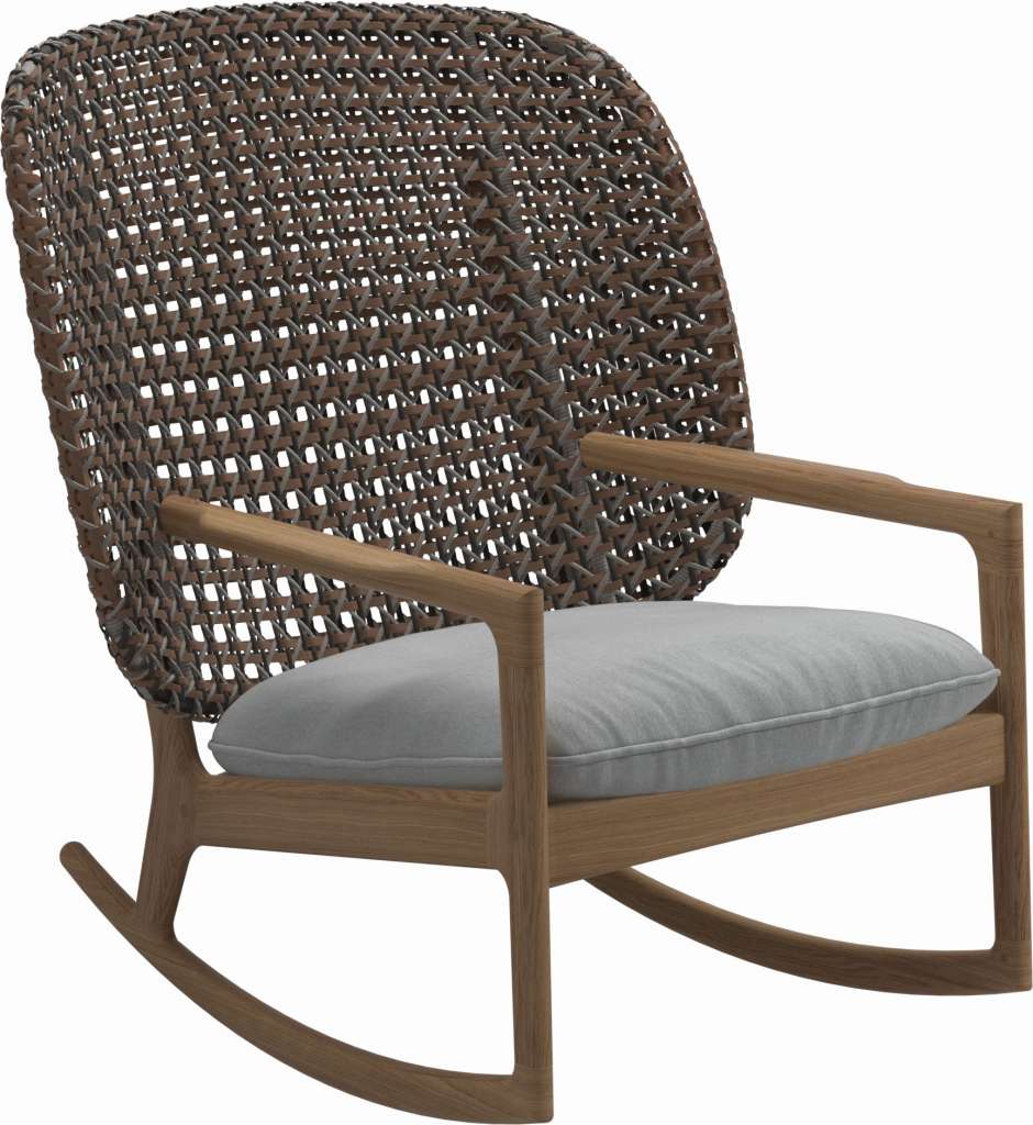 Gloster - Kay Schaukelstuhl High Back - Geflecht: Brindle - Kissen:  - Tuck Dust - outdoor
