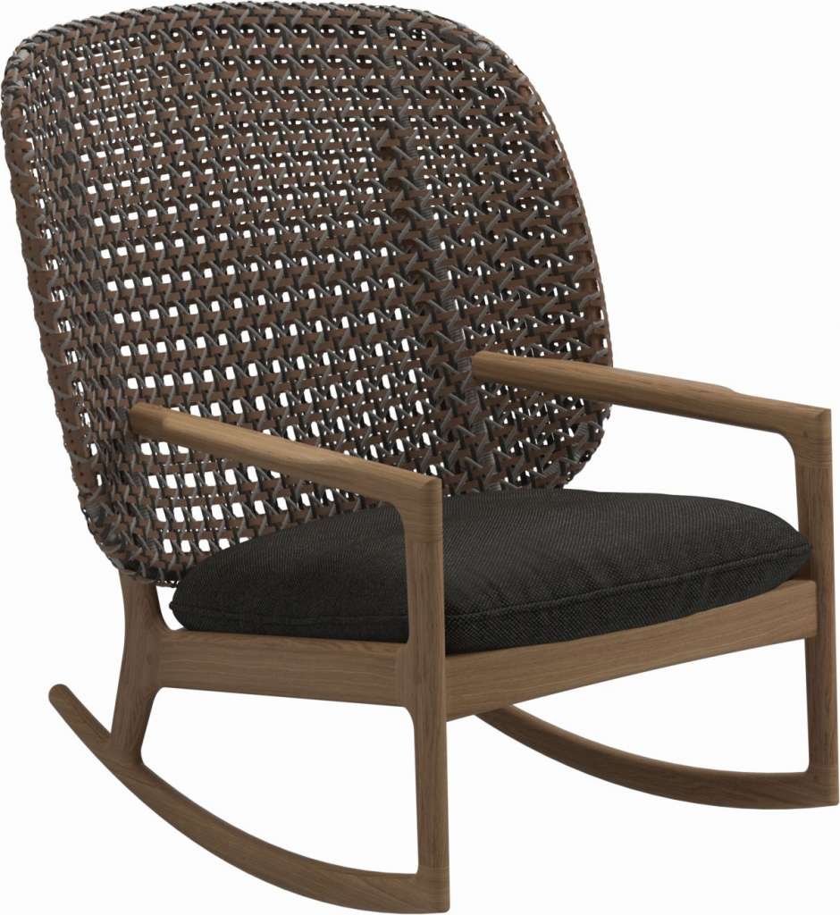 Gloster - Kay Schaukelstuhl High Back - Geflecht: Brindle - Kissen:  - Ravel Sable - outdoor