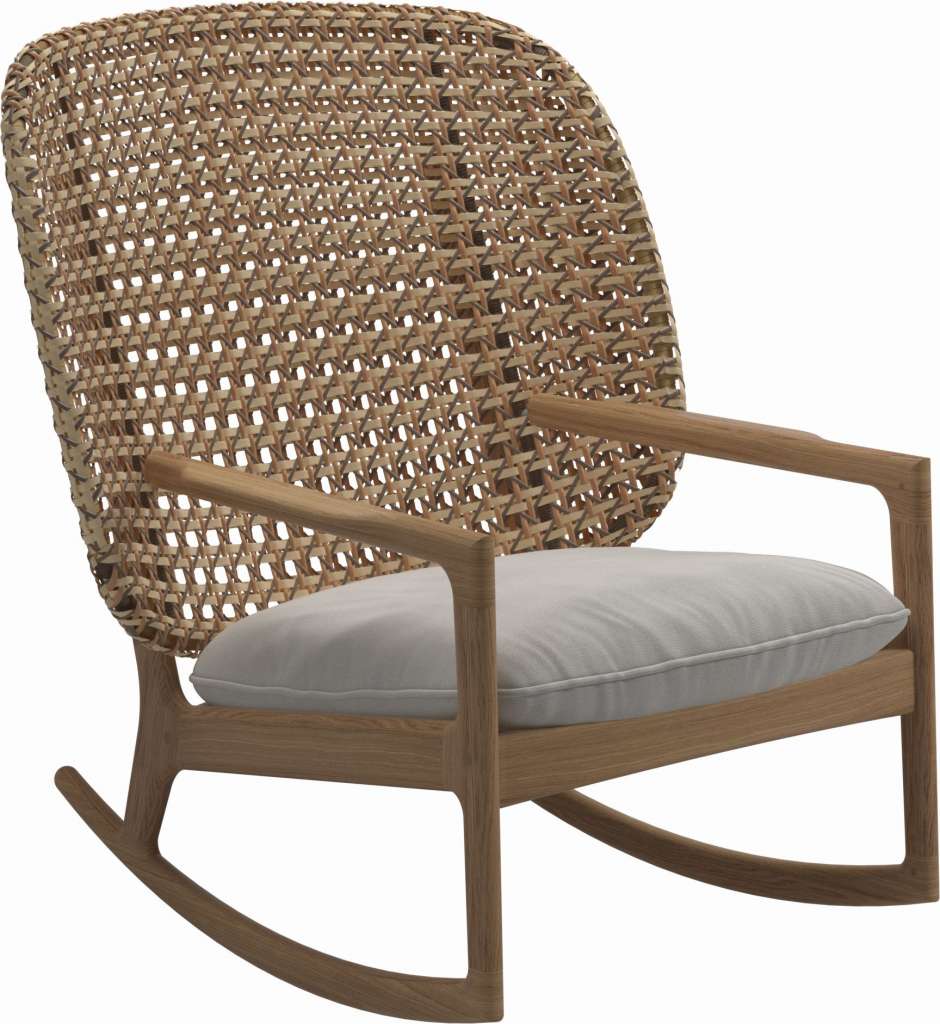 Gloster - Kay Schaukelstuhl High Back - Geflecht: Harvest - Kissen:  - Blend Linen - outdoor