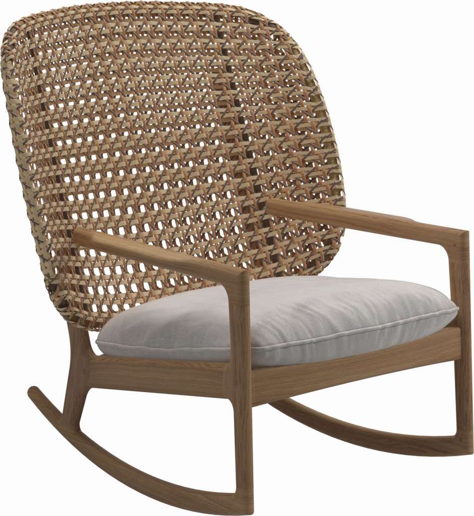 Gloster - Kay Schaukelstuhl High Back - Geflecht: Harvest - Kissen:  - Elite Frost - outdoor