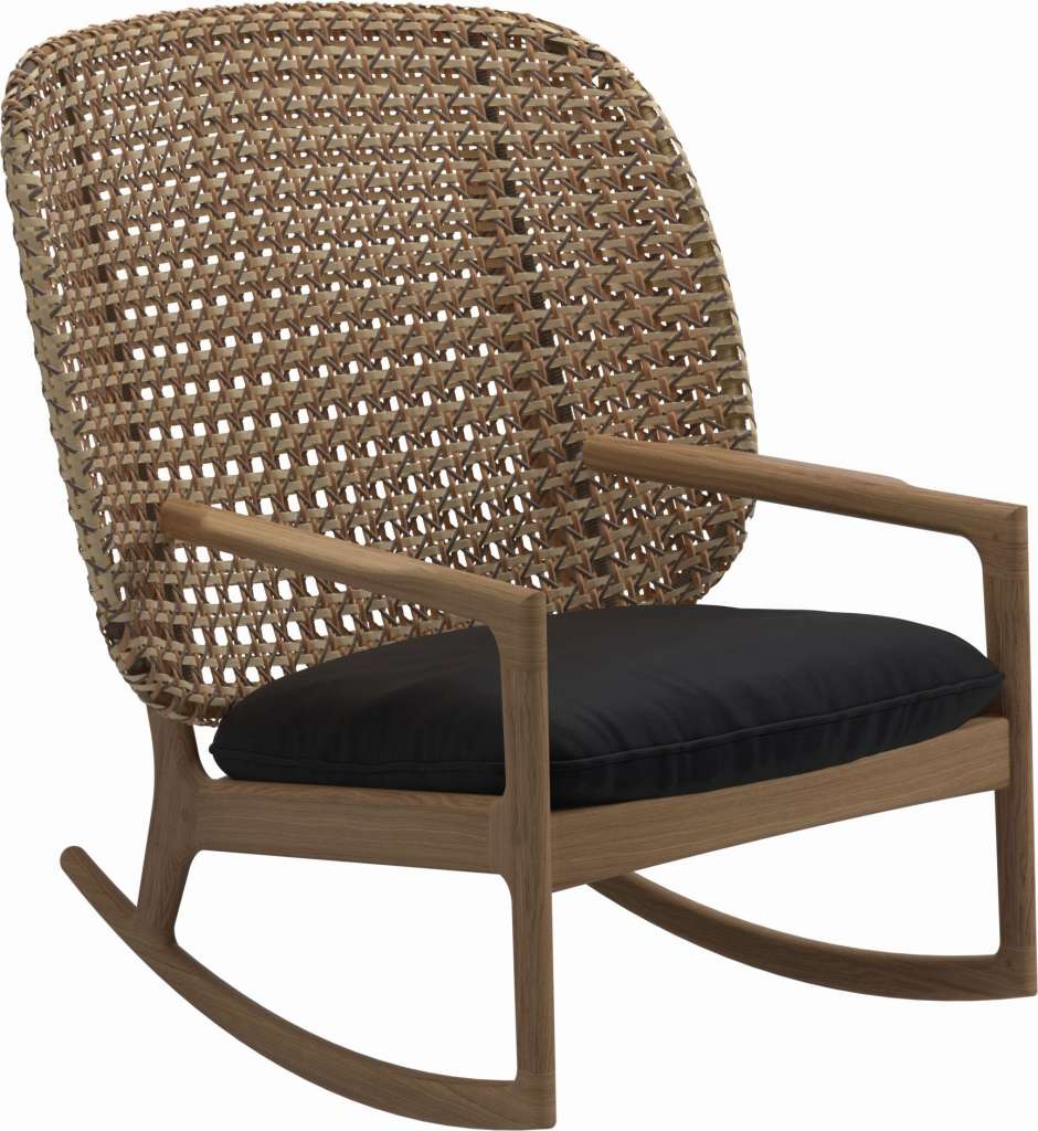 Gloster - Kay Schaukelstuhl High Back - Geflecht: Harvest - Kissen:  - Fife Soot Blue - outdoor