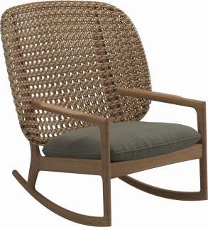 Gloster - Kay Schaukelstuhl High Back - Geflecht: Harvest - Kissen:  - Fife Lichen - outdoor