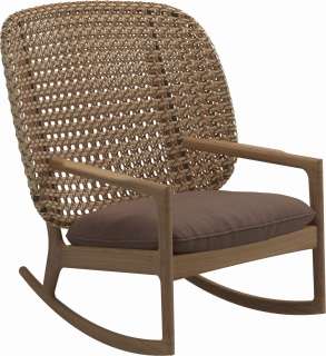 Gloster - Kay Schaukelstuhl High Back - Geflecht: Harvest - Kissen:  - Fife Salmon - outdoor