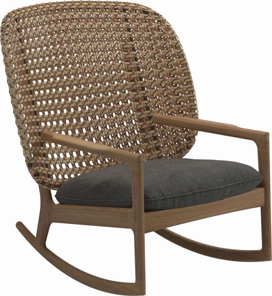 Gloster - Kay Schaukelstuhl High Back - Geflecht: Harvest - Kissen:  - Couture Coal - outdoor