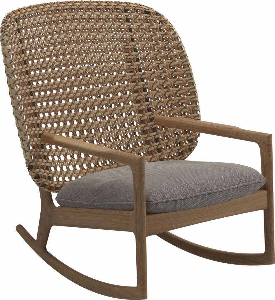 Gloster - Kay Schaukelstuhl High Back - Geflecht: Harvest - Kissen:  - Robben Grey - outdoor