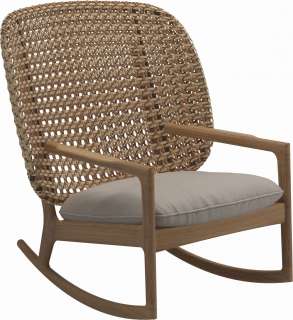 Gloster - Kay Schaukelstuhl High Back - Geflecht: Harvest - Kissen:  - Dot Oyster - outdoor