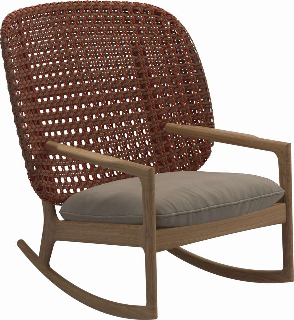 Gloster - Kay Schaukelstuhl High Back - Geflecht: Copper - Kissen:  - Blend Sand - outdoor