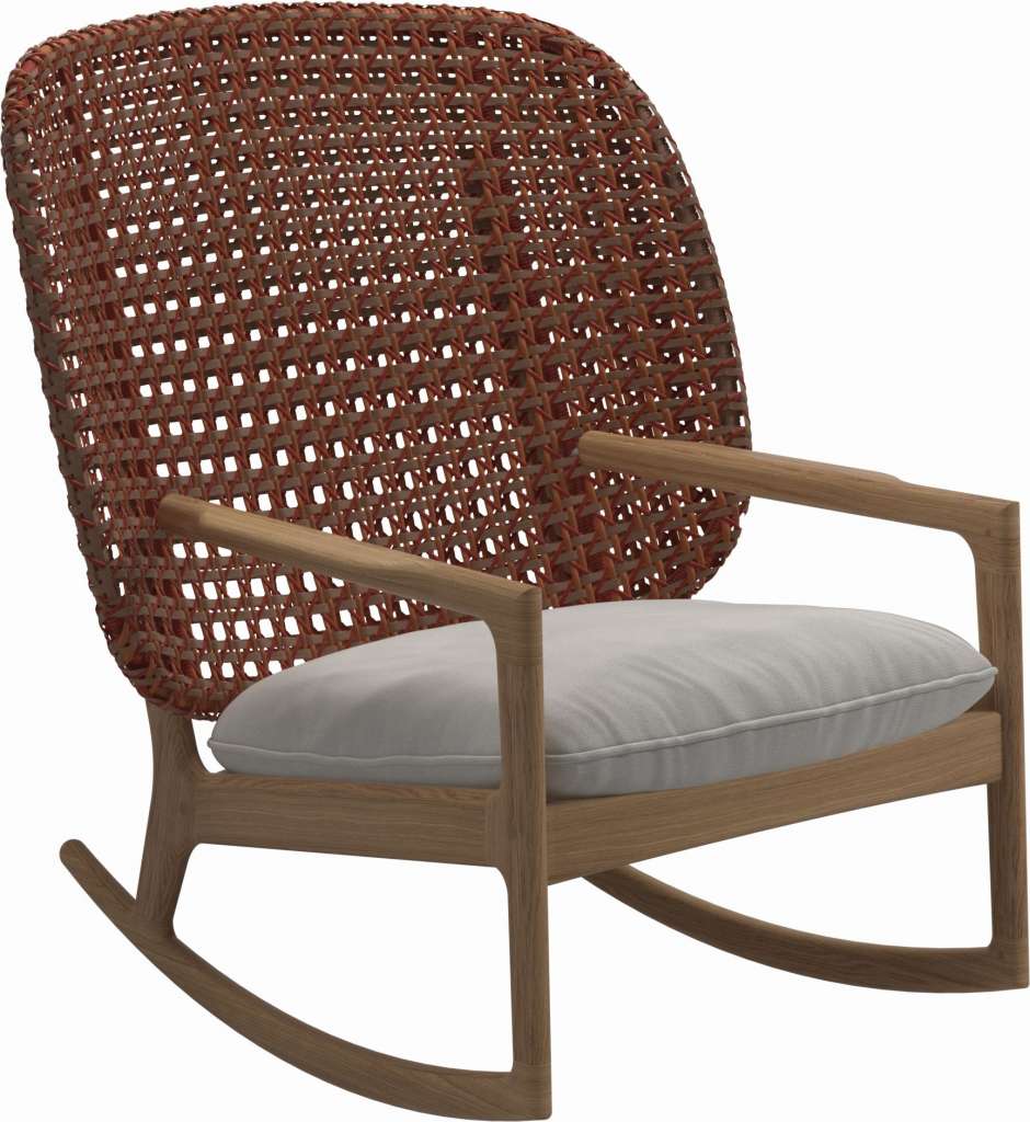 Gloster - Kay Schaukelstuhl High Back - Geflecht: Copper - Kissen:  - Blend Linen - outdoor