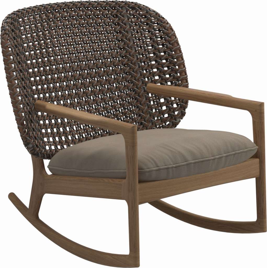 Gloster - Kay Schaukelstuhl Low Back - Geflecht: Brindle - Kissen:  - Blend Sand - outdoor