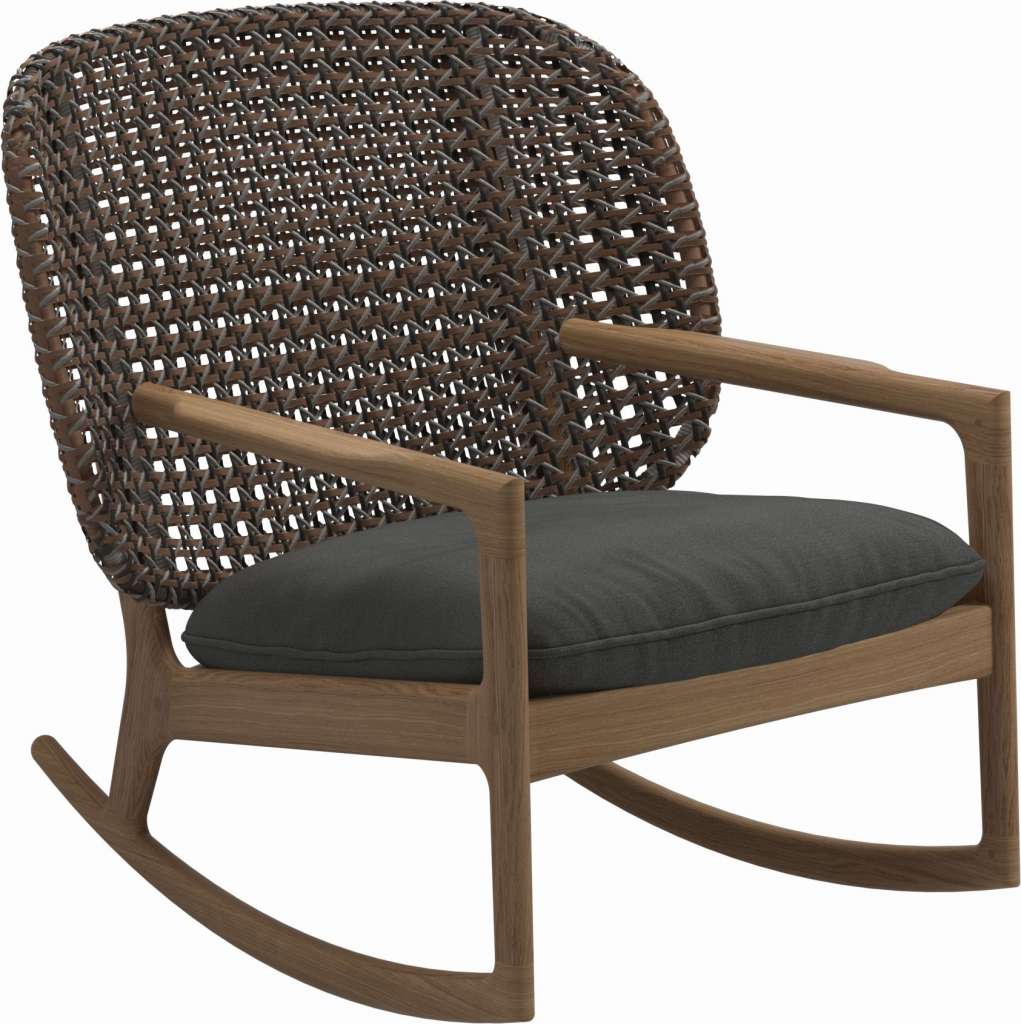 Gloster - Kay Schaukelstuhl Low Back - Geflecht: Brindle - Kissen:  - Blend Coal - outdoor
