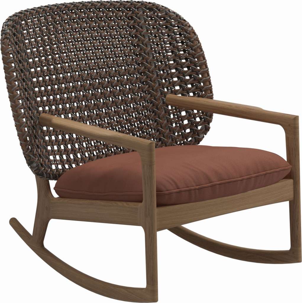 Gloster - Kay Schaukelstuhl Low Back - Geflecht: Brindle - Kissen:  - Blend Clay - outdoor
