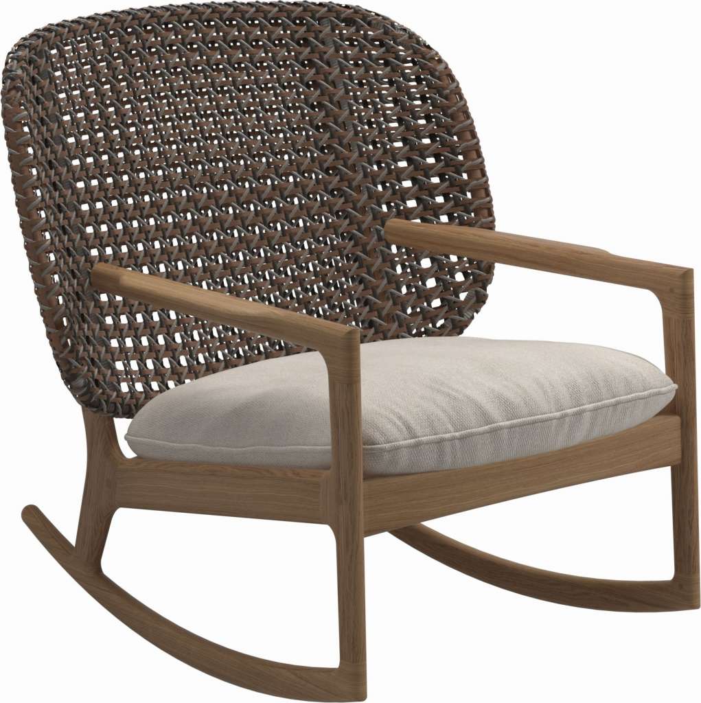Gloster - Kay Schaukelstuhl Low Back - Geflecht: Brindle - Kissen:  - Virtue Cloud - outdoor