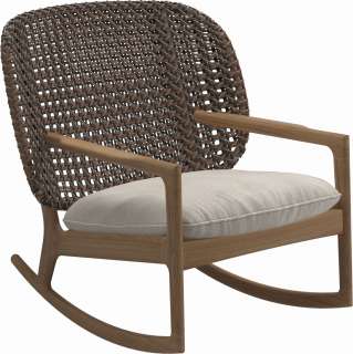 Gloster - Kay Schaukelstuhl Low Back - Geflecht: Brindle - Kissen:  - Virtue Cloud - outdoor