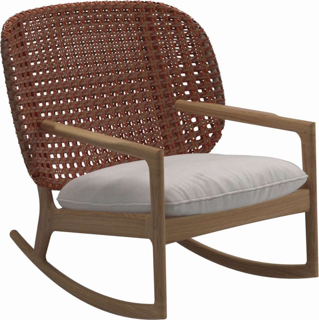 Gloster - Kay Schaukelstuhl Low Back - Geflecht: Copper - Kissen:  - Elite Frost - outdoor