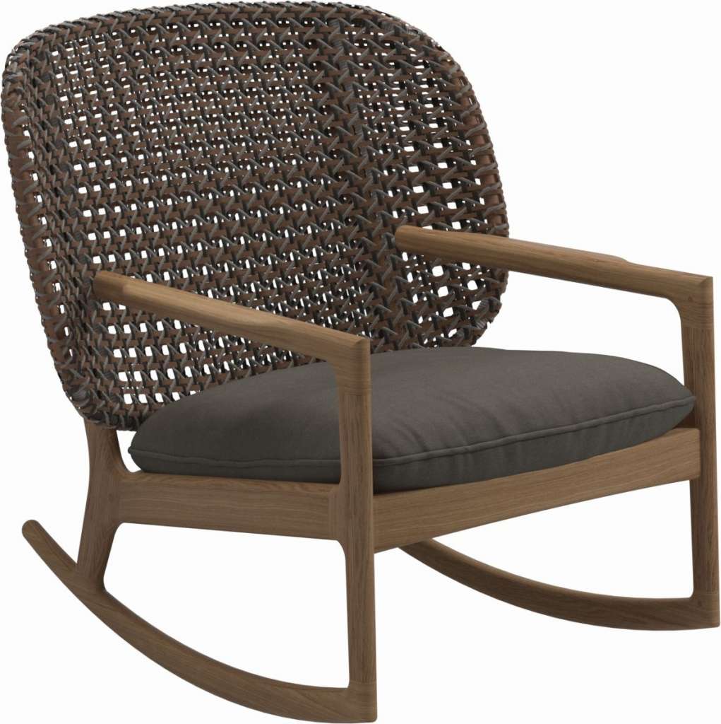 Gloster - Kay Schaukelstuhl Low Back - Geflecht: Brindle - Kissen:  - Fife Platinum - outdoor