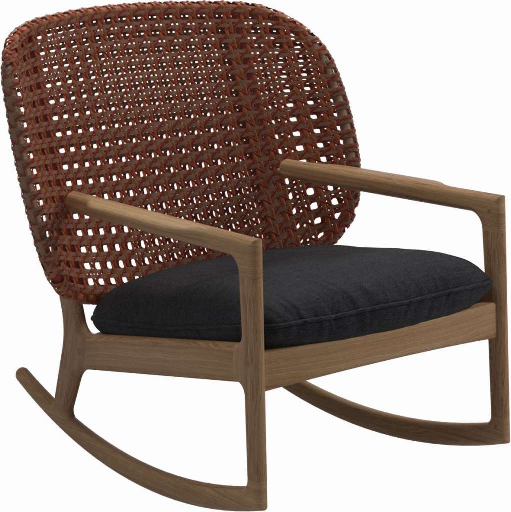 Gloster - Kay Schaukelstuhl Low Back - Geflecht: Copper - Kissen:  - Fife Nightshade - outdoor