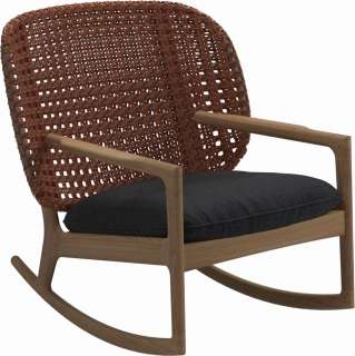 Gloster - Kay Schaukelstuhl Low Back - Geflecht: Copper - Kissen:  - Fife Nightshade - outdoor