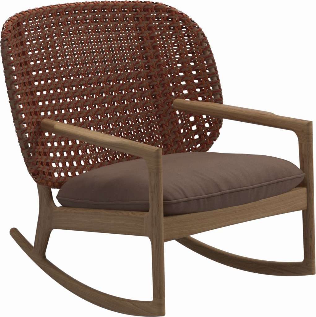Gloster - Kay Schaukelstuhl Low Back - Geflecht: Copper - Kissen:  - Fife Salmon - outdoor