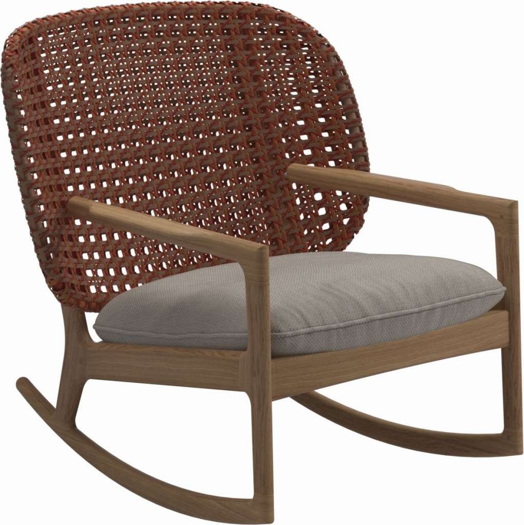 Gloster - Kay Schaukelstuhl Low Back - Geflecht: Copper - Kissen:  - Couture Pebble - outdoor