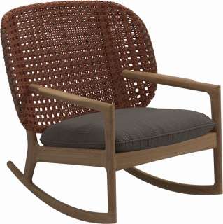 Gloster - Kay Schaukelstuhl Low Back - Geflecht: Copper - Kissen:  - Robben Charcoal - outdoor