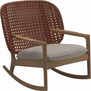 Gloster - Kay Schaukelstuhl Low Back - Geflecht: Copper - Kissen:  - Dot Oyster - outdoor