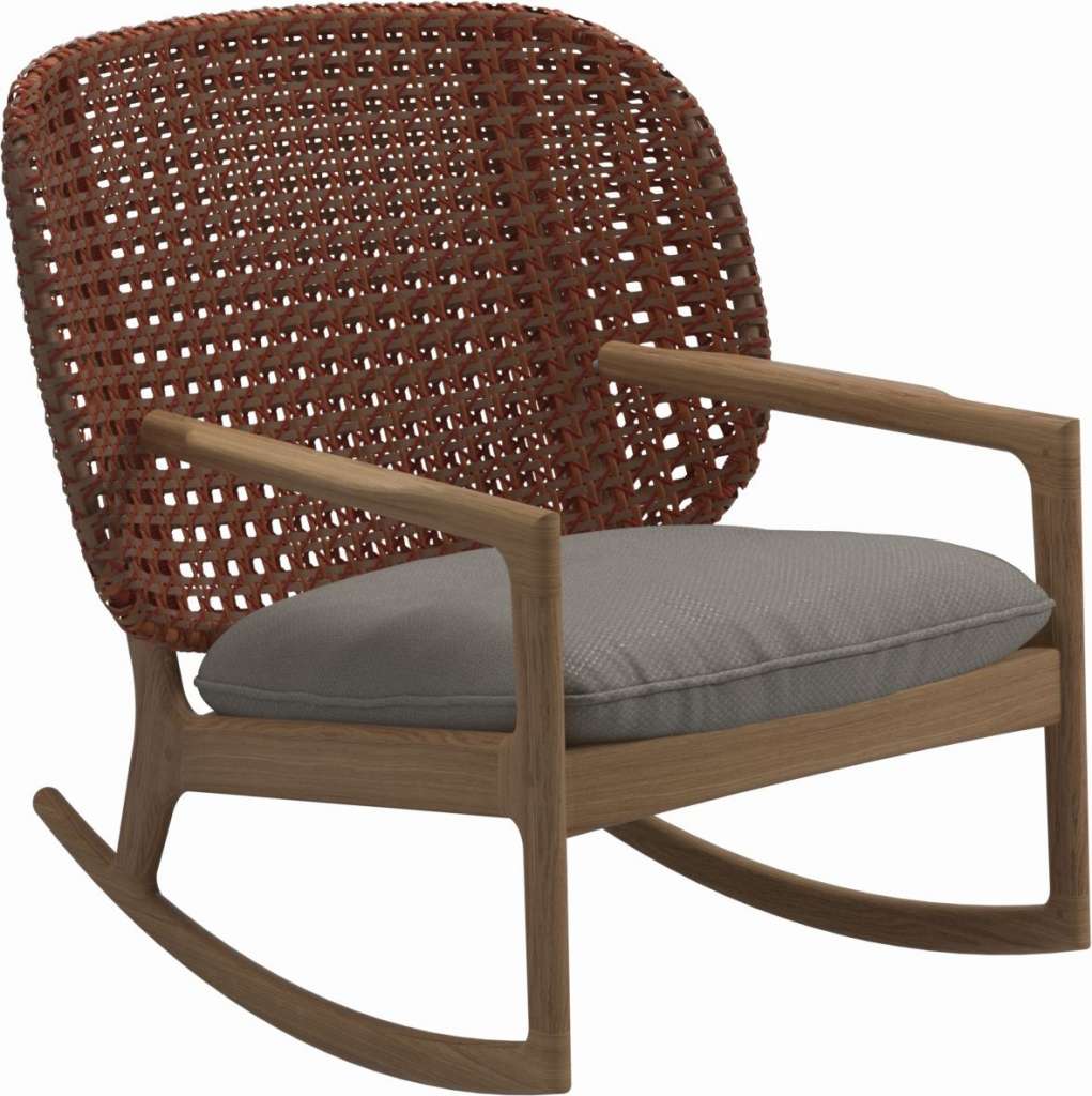 Gloster - Kay Schaukelstuhl Low Back - Geflecht: Copper - Kissen:  - Dot Nimbus - outdoor