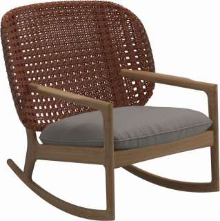 Gloster - Kay Schaukelstuhl Low Back - Geflecht: Copper - Kissen:  - Dot Nimbus - outdoor
