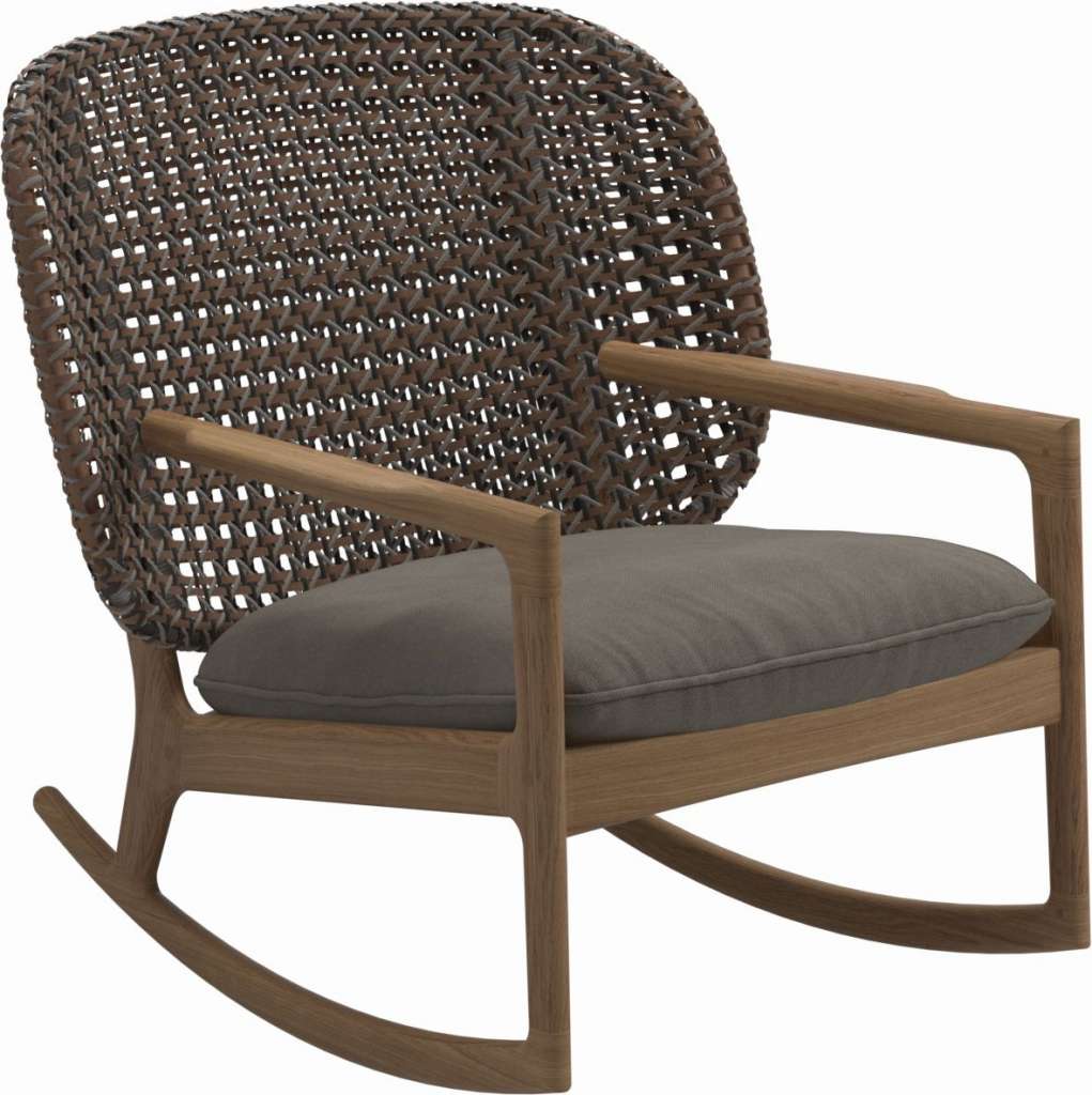 Gloster - Kay Schaukelstuhl Low Back - Geflecht: Brindle - Kissen:  - Fife Vesterhav Sand - outdoor