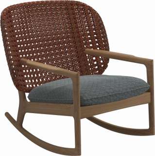 Gloster - Kay Schaukelstuhl Low Back - Geflecht: Copper - Kissen:  - Wave Gravel - outdoor