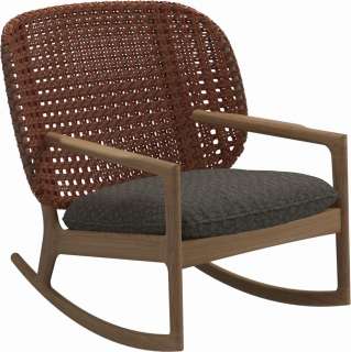 Gloster - Kay Schaukelstuhl Low Back - Geflecht: Copper - Kissen:  - Wave Quarry - outdoor