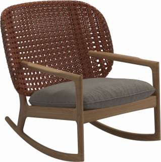 Gloster - Kay Schaukelstuhl Low Back - Geflecht: Copper - Kissen:  - Tuck Truffle - outdoor