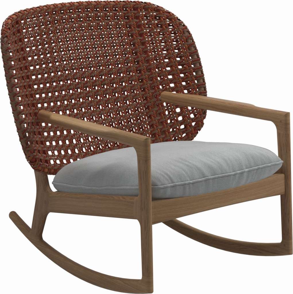 Gloster - Kay Schaukelstuhl Low Back - Geflecht: Copper - Kissen:  - Tuck Dust - outdoor