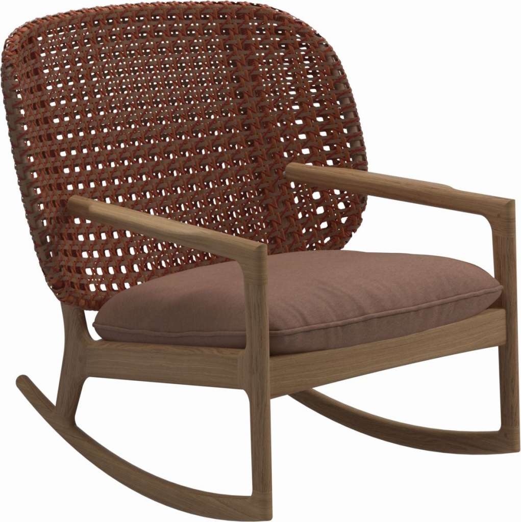Gloster - Kay Schaukelstuhl Low Back - Geflecht: Copper - Kissen:  - Tuck Cider - outdoor