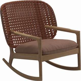 Gloster - Kay Schaukelstuhl Low Back - Geflecht: Copper - Kissen:  - Tuck Cider - outdoor