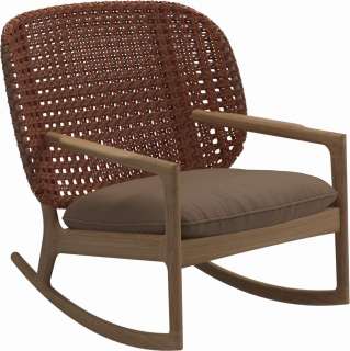 Gloster - Kay Schaukelstuhl Low Back - Geflecht: Copper - Kissen:  - Ravel Ginger - outdoor