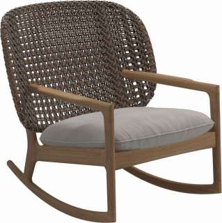 Gloster - Kay Schaukelstuhl Low Back - Geflecht: Brindle - Kissen:  - Fife Bone - outdoor