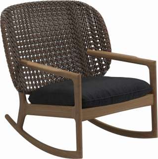 Gloster - Kay Schaukelstuhl Low Back - Geflecht: Brindle - Kissen:  - Fife Nightshade - outdoor
