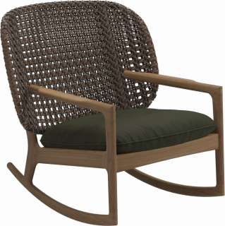 Gloster - Kay Schaukelstuhl Low Back - Geflecht: Brindle - Kissen:  - Fife Olive - outdoor