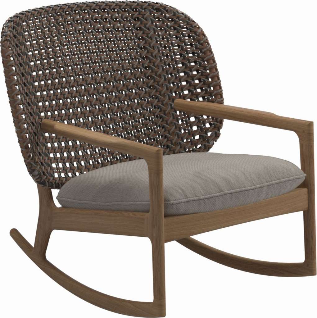Gloster - Kay Schaukelstuhl Low Back - Geflecht: Brindle - Kissen:  - Couture Pebble - outdoor