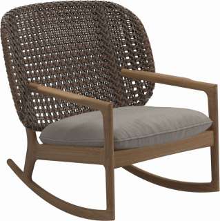 Gloster - Kay Schaukelstuhl Low Back - Geflecht: Brindle - Kissen:  - Couture Pebble - outdoor