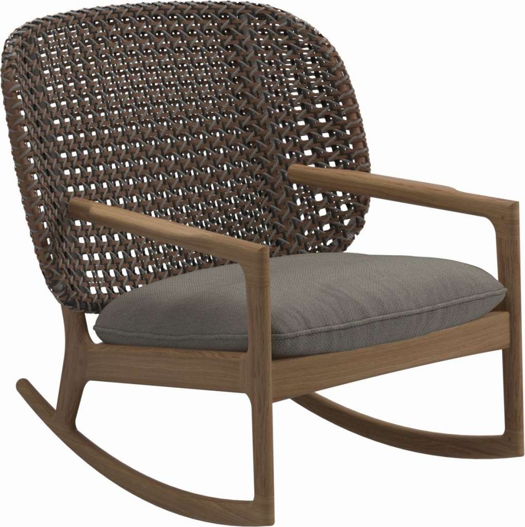 Gloster - Kay Schaukelstuhl Low Back - Geflecht: Brindle - Kissen:  - Couture Smoke - outdoor