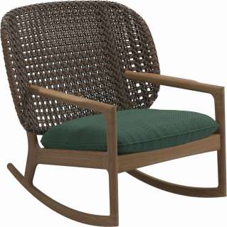 Gloster - Kay Schaukelstuhl Low Back - Geflecht: Brindle - Kissen:  - Robben Forest - outdoor