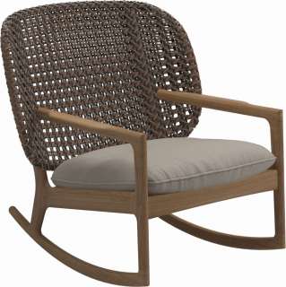 Gloster - Kay Schaukelstuhl Low Back - Geflecht: Brindle - Kissen:  - Dot Oyster - outdoor