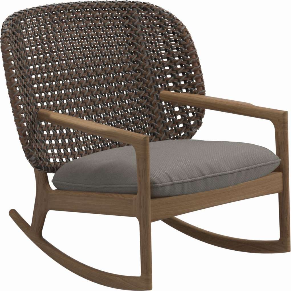 Gloster - Kay Schaukelstuhl Low Back - Geflecht: Brindle - Kissen:  - Dot Nimbus - outdoor