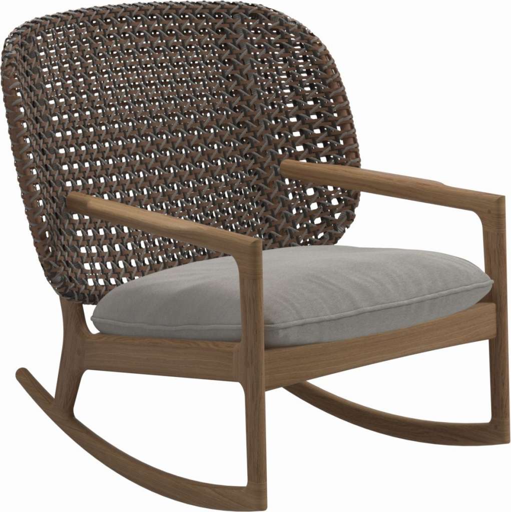 Gloster - Kay Schaukelstuhl Low Back - Geflecht: Brindle - Kissen:  - Tuck Malt - outdoor