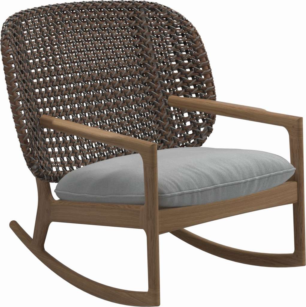 Gloster - Kay Schaukelstuhl Low Back - Geflecht: Brindle - Kissen:  - Tuck Dust - outdoor