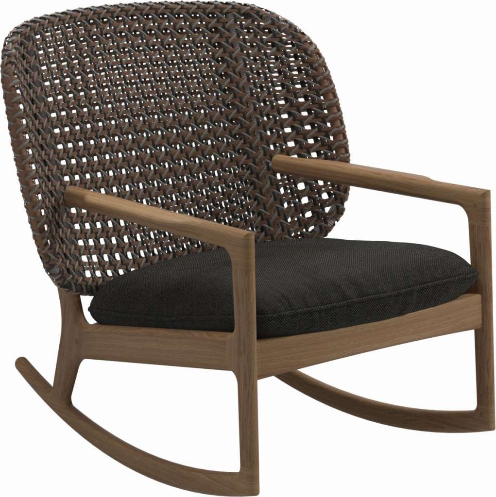 Gloster - Kay Schaukelstuhl Low Back - Geflecht: Brindle - Kissen:  - Ravel Sable - outdoor