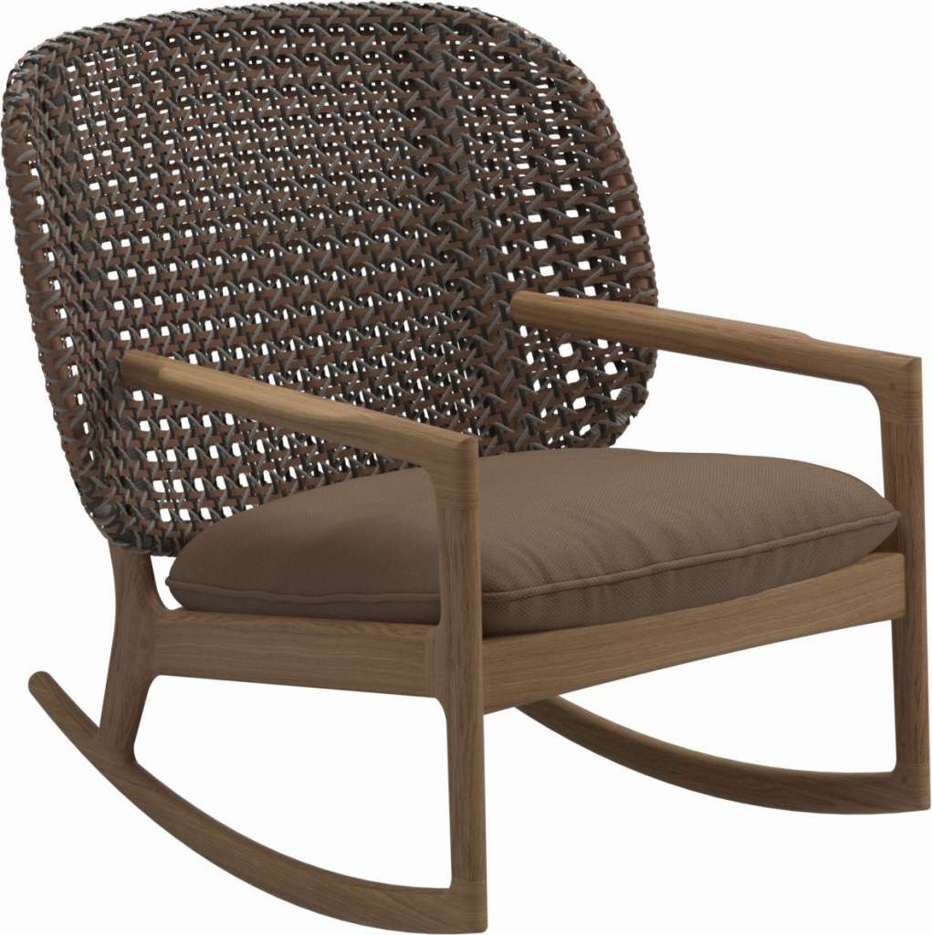 Gloster - Kay Schaukelstuhl Low Back - Geflecht: Brindle - Kissen:  - Ravel Ginger - outdoor