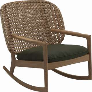 Gloster - Kay Schaukelstuhl Low Back - Geflecht: Harvest - Kissen:  - Fife Olive - outdoor