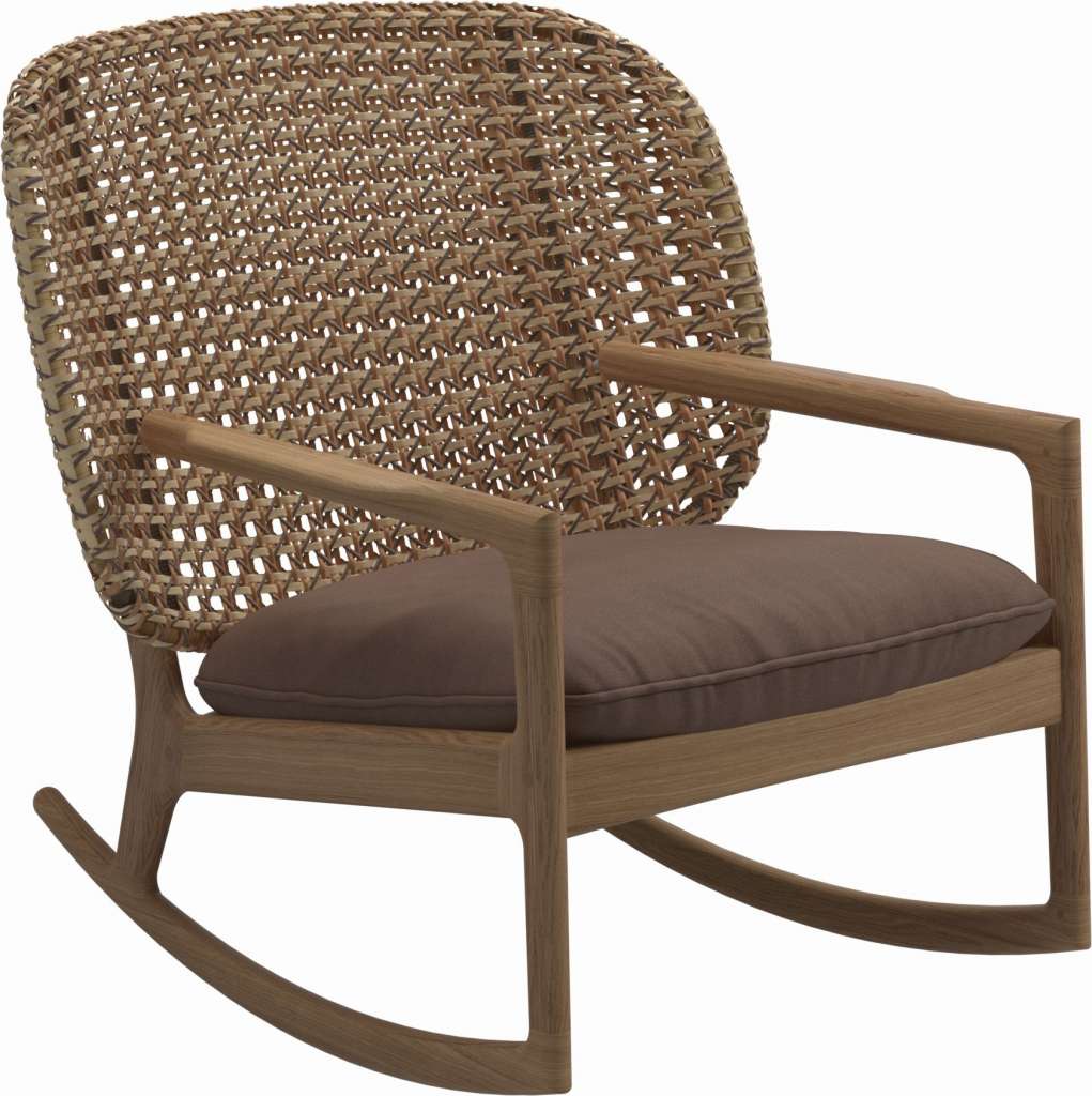 Gloster - Kay Schaukelstuhl Low Back - Geflecht: Harvest - Kissen:  - Fife Salmon - outdoor